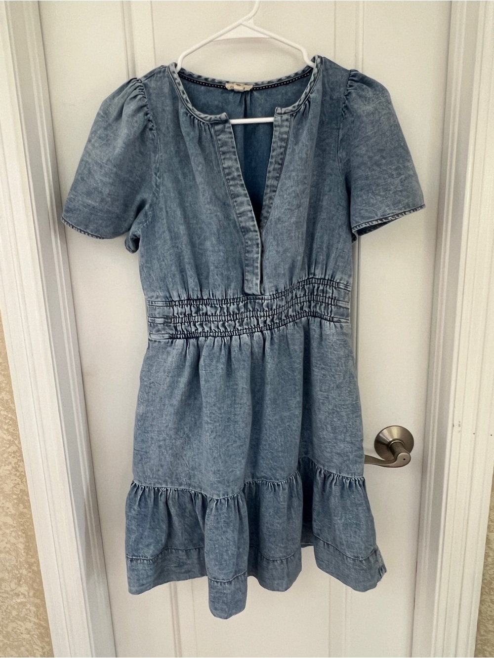 Pilcro Light Blue Denim Short-Sleeve Somerset Mini Dress